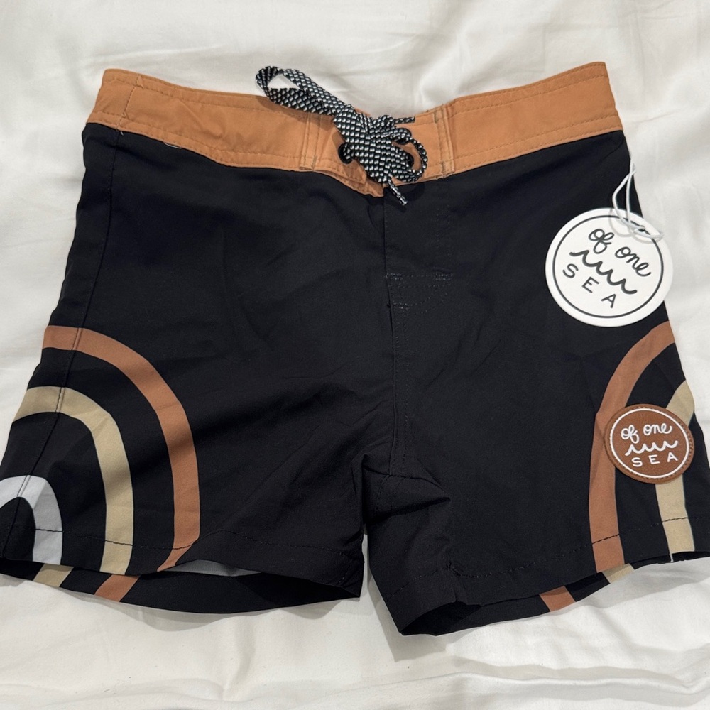 Black and Brown Swim Shorts of one sea NWT 7/8